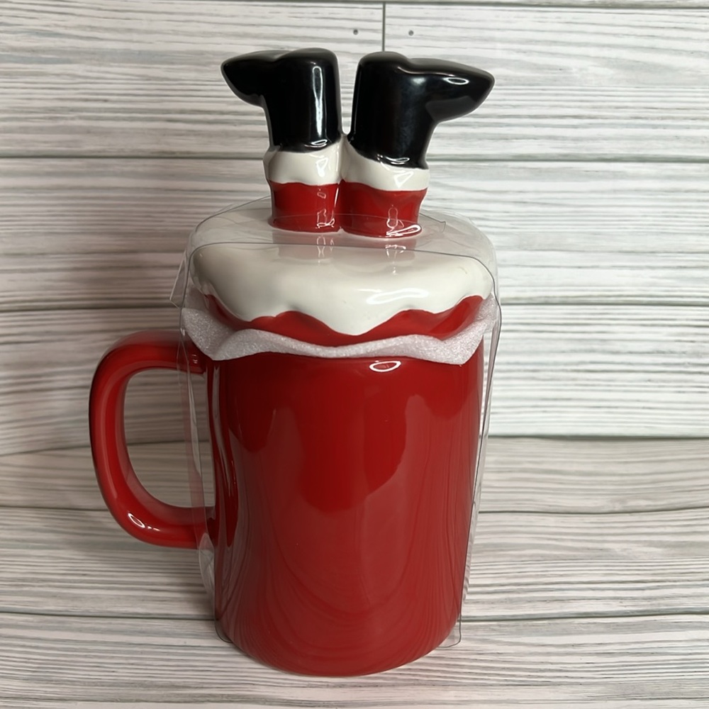 Rae Dunn NEW Red HO HO HO Santa claus Microwave safe Christmas Coffee Mug - Picture 4 of 11